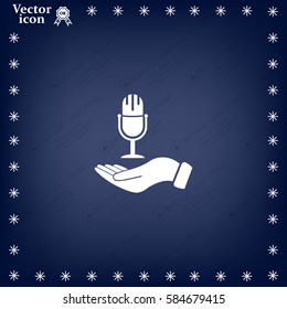 Microphone sign. Save or protect symbol by hands