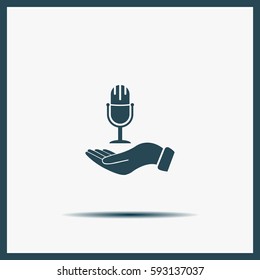 Microphone sign. Save or protect symbol by hands