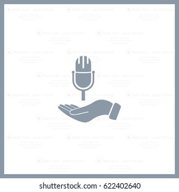 Microphone sign. Save or protect symbol by hands