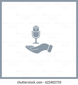 Microphone sign. Save or protect symbol by hands