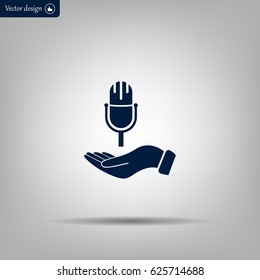 Microphone sign. Save or protect symbol by hands