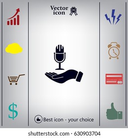 Microphone sign. Save or protect symbol by hands