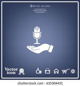 Microphone sign. Save or protect symbol by hands