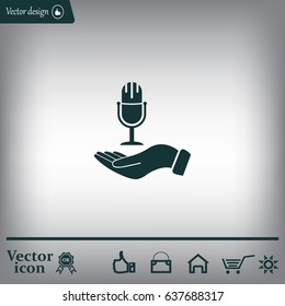 Microphone sign. Save or protect symbol by hands