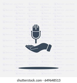 Microphone sign. Save or protect symbol by hands