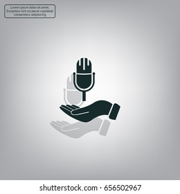 Microphone sign. Save or protect symbol by hands