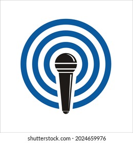 microphone with signal voice. simple flat design.