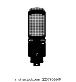 Microphone Silhouette. Black and White Icon Design Element on Isolated White Background