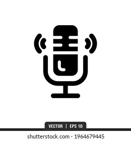 Microphone Silhouette icon vector, illustration logo template in trendy style. Suitable for many purposes.