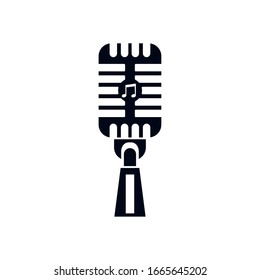 microphone silhouette style icon design, Music sound melody song musical art and composition theme Vector illustration