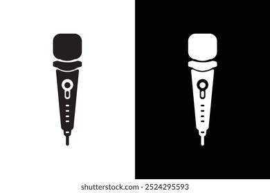 Microphone Silhouette Vector Art With Black And White Background.