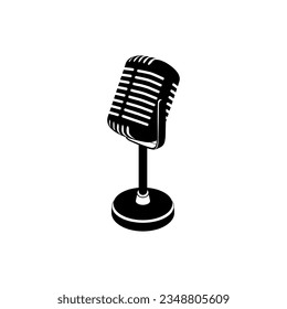 Microphone silhouette vector illustration on white background, suitable as your business logo element