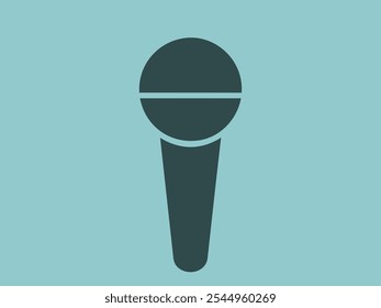 Microphone with simple design and simple microphone vector illustration in black color to audio recording device of hand mic illustration in sound record. Classic Black Handheld Microphone Vector Icon