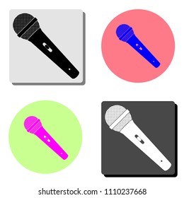 Microphone. simple flat vector icon illustration on four different color backgrounds