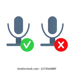 Microphone simple icon set. Flat podcast radio sign, retro microphone vector isolated button for app, web, design. Vector illustration
