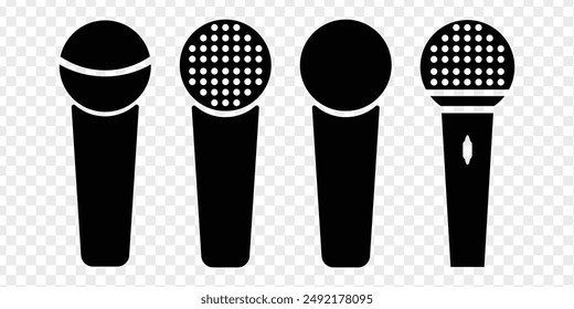 Microphone simple icon set. Outline editable stroke. Isolated background. Microphone icon. Eps 10.