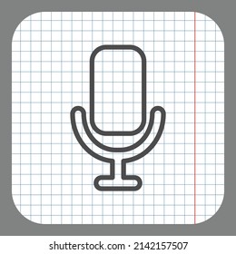 Microphone simple icon vector. Flat desing. On graph paper. Grey background.ai