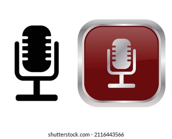 microphone simple icon and web button. Studio voice microphone symbol - vector