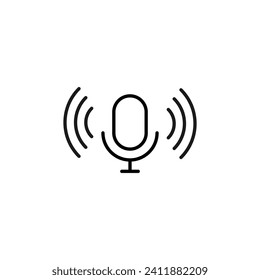 Microphone Simple Outline Icon. Suitable for books, stores, shops. Editable stroke in minimalistic outline style. Symbol for design 