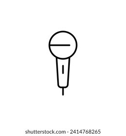 Símbolo de contorno simple de micrófono para sitios Web. Adecuado para libros, tiendas, tiendas. Actrazo editable con un estilo de contorno minimalista. Símbolo de diseño 