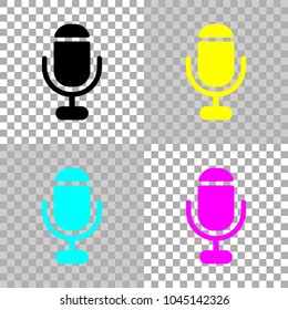 microphone. simple silhouette. Colored set of cmyk icons on transparent background