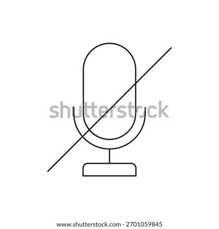 Microphone with a simple slash line indicating the mute or disabled audio state.