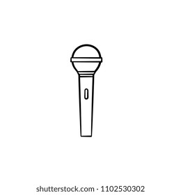 Microphone to sing and speak hand drawn outline doodle icon. Mic as media and karaoke concept vector sketch illustration for print, web, mobile and infographics isolated on white background.