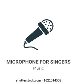 Microphone for singers glyph icon vector on white background. Flat vector microphone for singers icon symbol sign from modern music collection for mobile concept and web apps design.