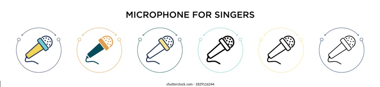 Microphone for singers icon in filled, thin line, outline and stroke style. Vector illustration of two colored and black microphone for singers vector icons designs can be used for mobile, ui, web