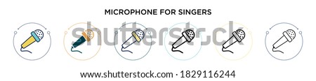 Microphone for singers icon in filled, thin line, outline and stroke style. Vector illustration of two colored and black microphone for singers vector icons designs can be used for mobile, ui, web
