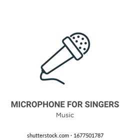 Mikrofon für Sänger umreißt das Symbol Vektorillustration. Dünnlinienschwarzes Mikrofon für Sängersymbol, einfache flache Vektorillustration-Elementgrafik aus bearbeitbarem Musikkonzept einzeln auf weißem Hintergrund