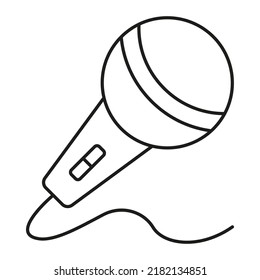 Microphone, singing concept line icon. Simple element illustration. Microphone, singing concept outline symbol design from music set. Can be used for web and mobile on white background
