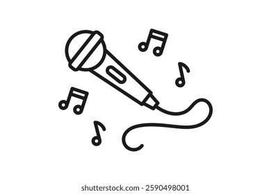 microphone for singing line icon