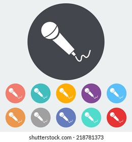 Microphone. Single flat icon on the circle. Vector illustration.