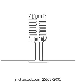 Microphone  single line art, continuous one line drawing of  Isolated outline vector icon 