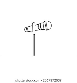 Microphone  single line art, continuous one line drawing of  Isolated outline vector icon 