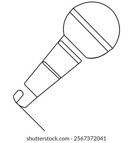 Microphone  single line art, continuous one line drawing of  Isolated outline vector icon 