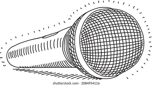 Mikrofon - skizzenhafte, handgezeichnete Vektorgrafik. 