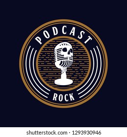 microphone skull podcast rock vector amazing design for your company or brand 