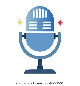 microphone sound device technology flat icon vector illustration thick line with fill