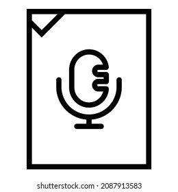 Microphone Sound File Flat Icon Isolated On White Background
