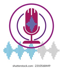 icono de sonido del micrófono. Ola sonora. Icono de sonido de mensajes de voz. Símbolo de llamada. Icono de mensaje de conversación.