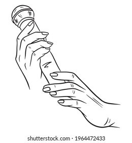 Micrófono. Sonido. Aumenta el volumen de tu voz. Micrófono en mano. Estilo de caricatura. Ilustración vectorial para diseño y decoración.