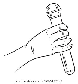 Microphone. Sound. Increase the volume of your voice. Microphone in hand. Cartoon style. Vector illustration for design and decoration.