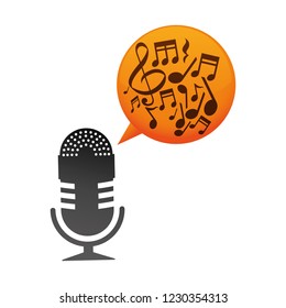 microphone sound with music notes