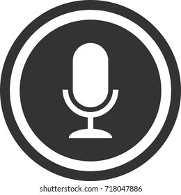 Microphone , sound recorder sign ,dark round icon,