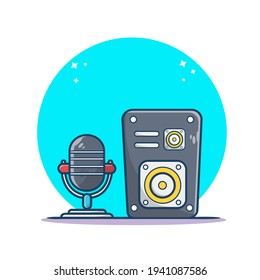 microphone with sound system cartoon vector icon illustration air transportation icon concept isolated vector flat cartoon style