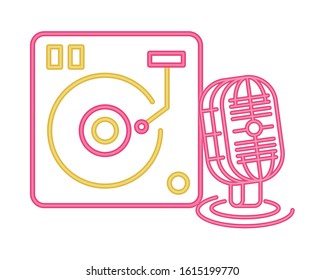 microphone sound with vinyl player vector illustration design