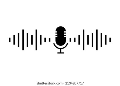 Microphone and sound wave icon. Music and audio logo. Podcast radio logo