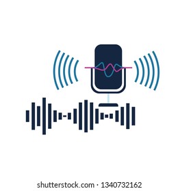 microphone with sound wave isolated icon